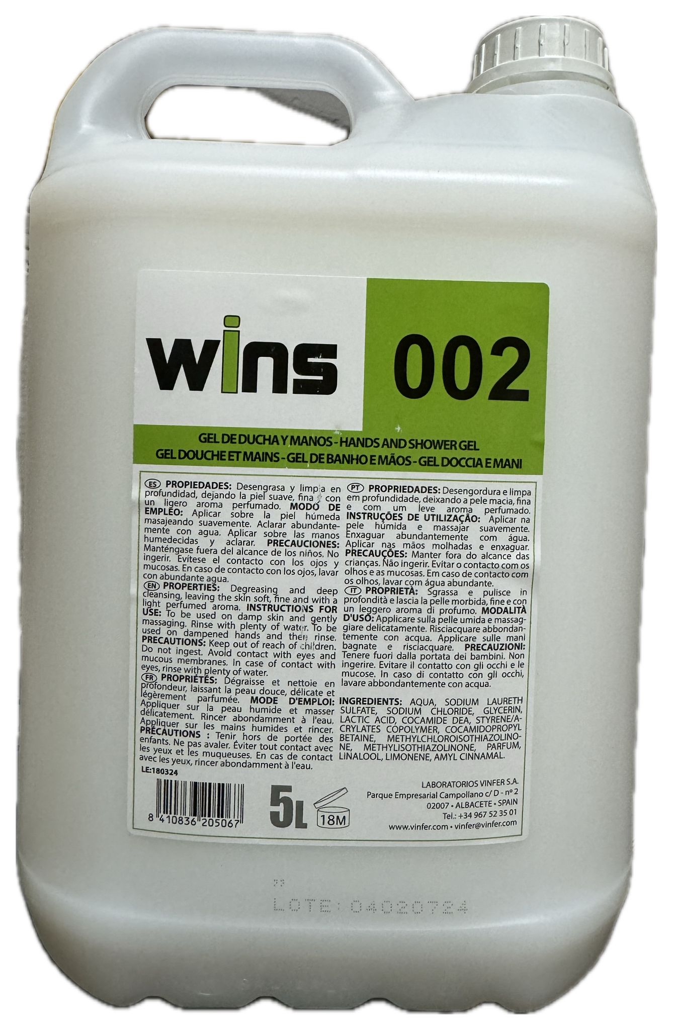 GEL DE MANOS PROFESIONAL 5L