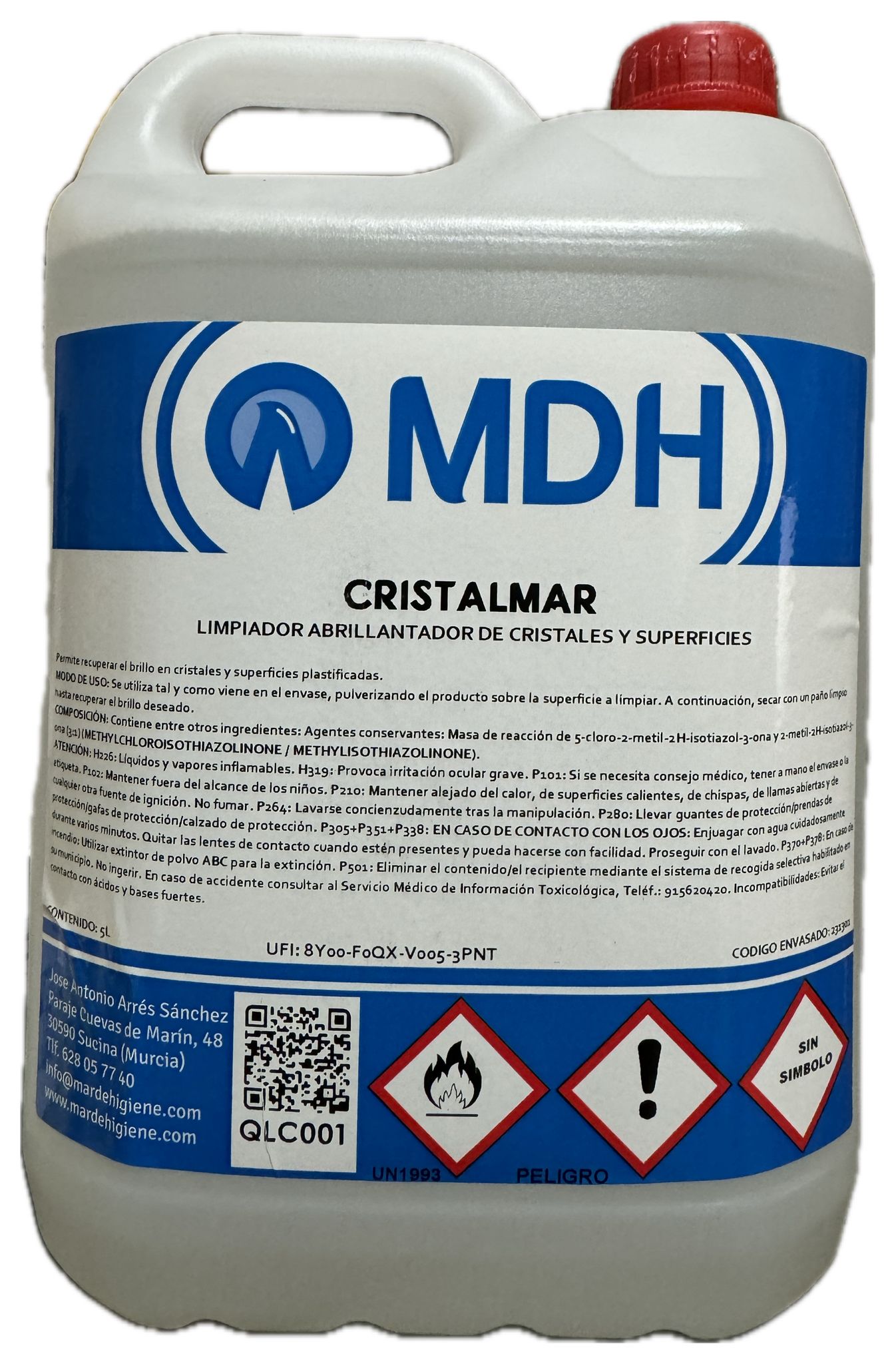 LIMPIADOR DE CRISTALES Y SUPERFICIES MDH 5L