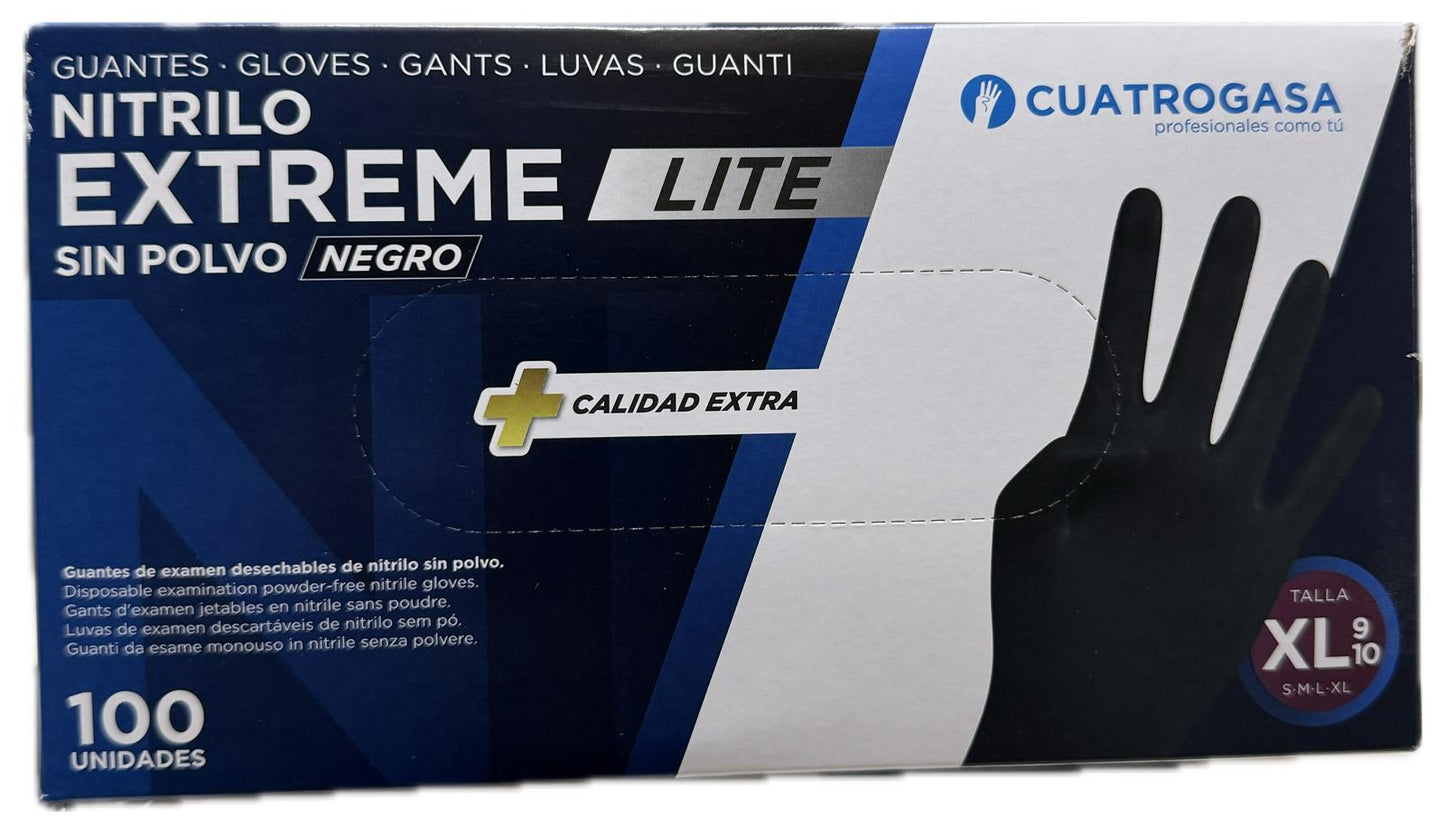 GUANTE NITRILO EXTREME LITE NEGRO XL 100U.