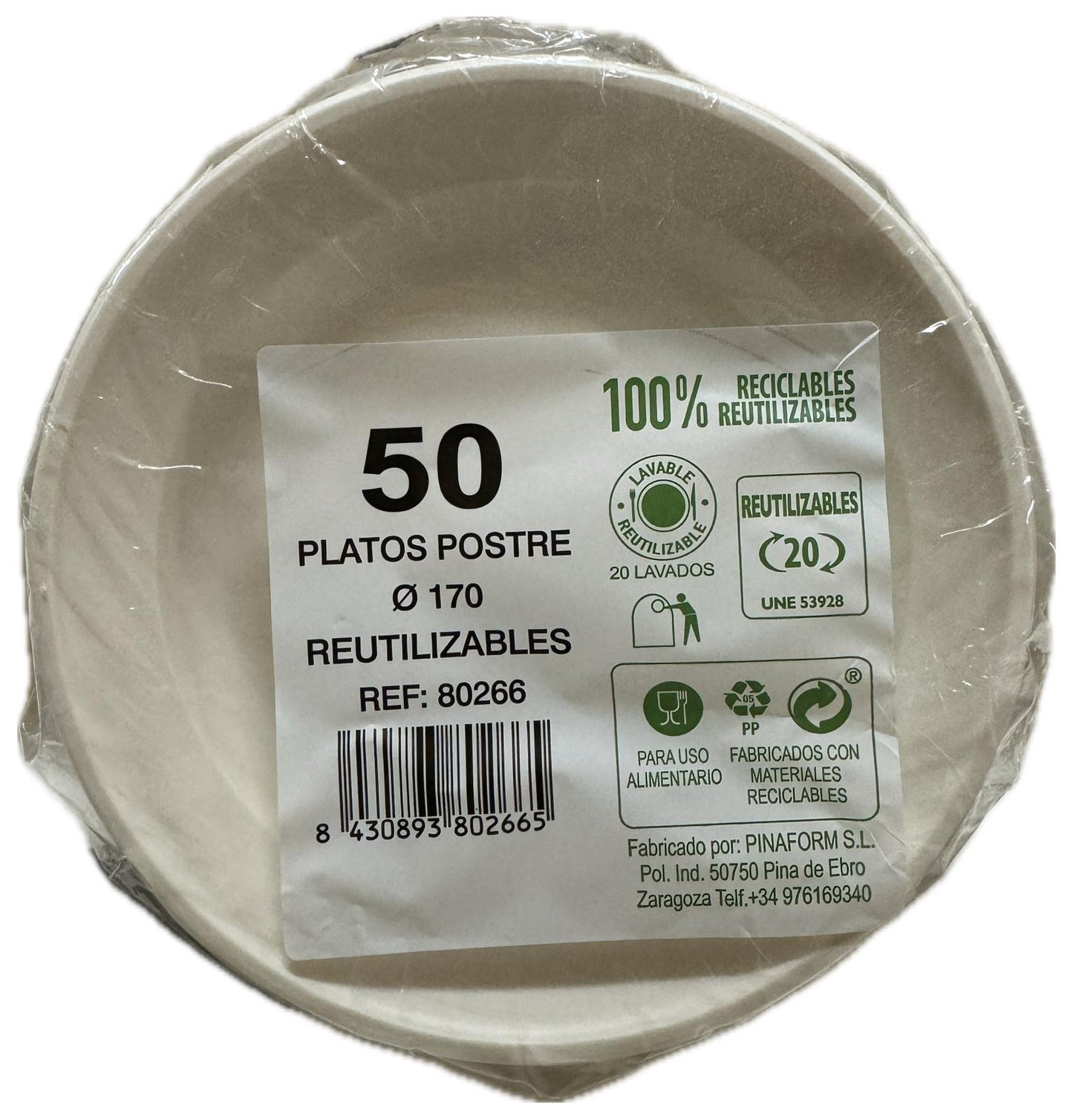 PLATO PLASTICO POSTRE 170MM 50U
