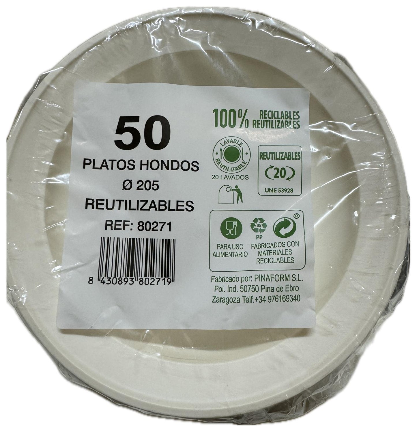 LATO PLATICO HONDO 205MM 50U